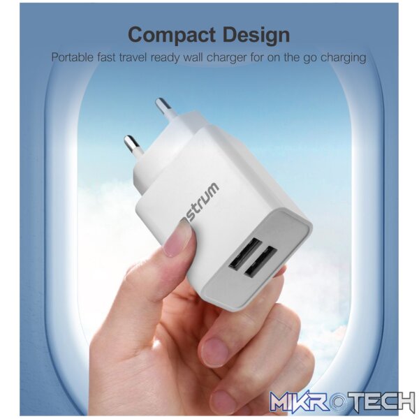 Pro Dual U24 12W Dual USB Travel Wall Charger + USB-C Cable - Black - Image 5